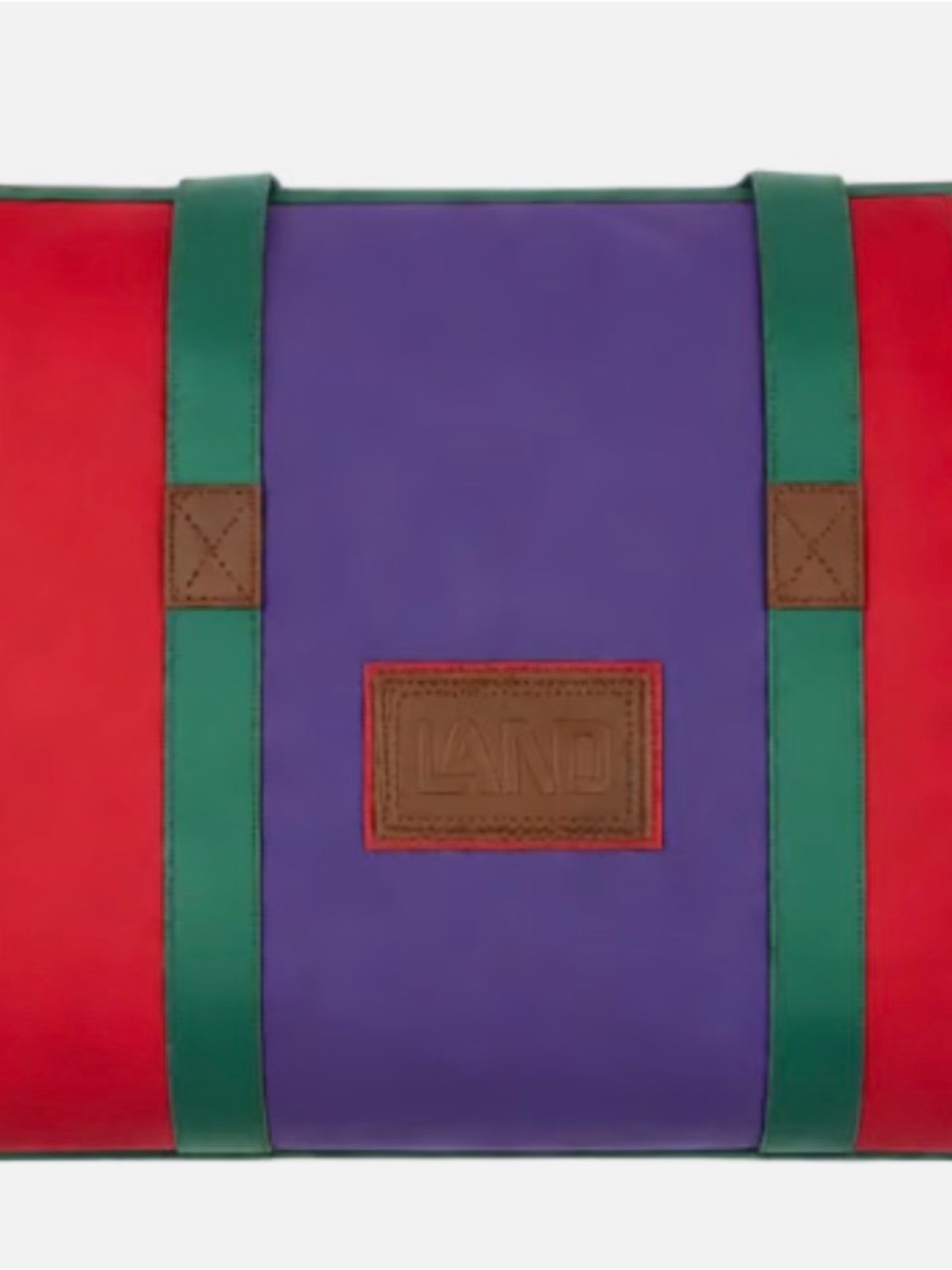 Vintage LAND Color Block Travel Bag in Purple & Red